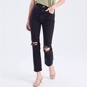 Abercrombie Curve Love Ultra High Rise Ankle Straight - Washed Black